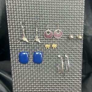 Earring set of 6 with multiple colors, tones, and styles